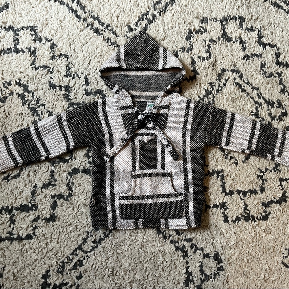 Kids Black and White Hooded beach Sweater